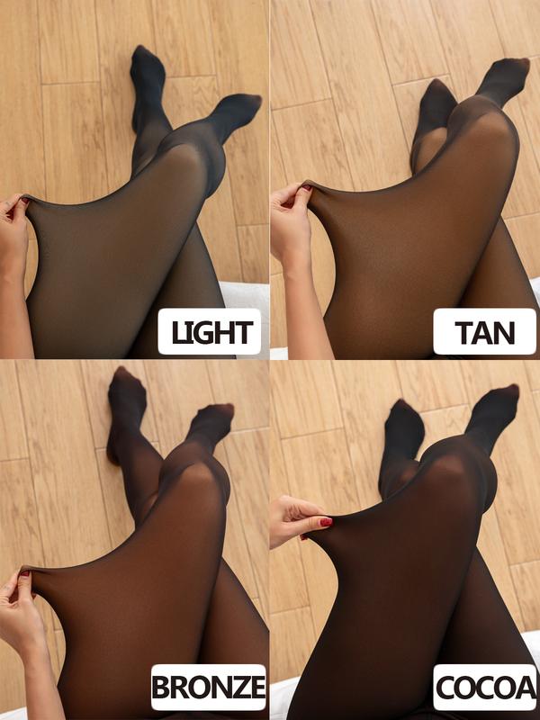One-Seam & 4 Shades Fleece Lined Tights Women Sheer Black Fleece Pantyhose