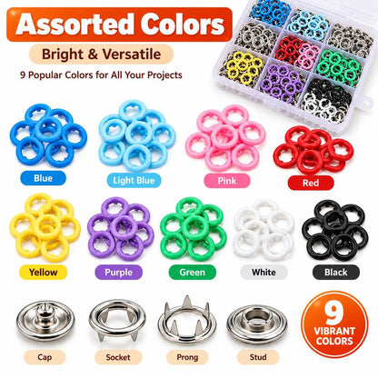 Seamless Stitching Sewing Kit-100Pcs Invisible Colored Metal Buckle & Manual Pressure Pliers 🔧