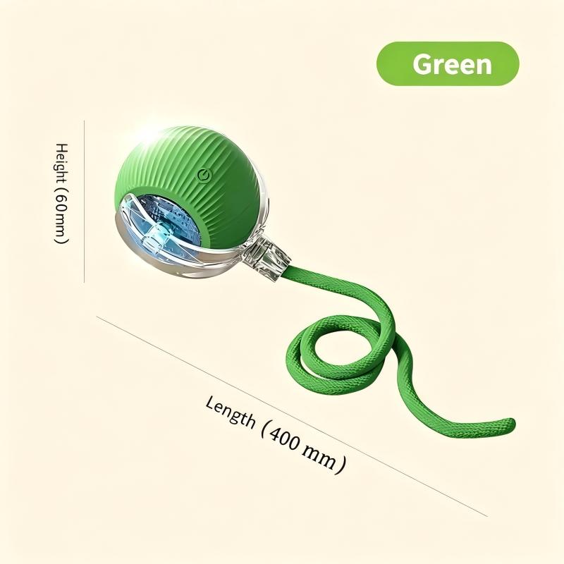 Interactive Cat Dog Teaser Toy with Rolling Ball and Replaceable Tails