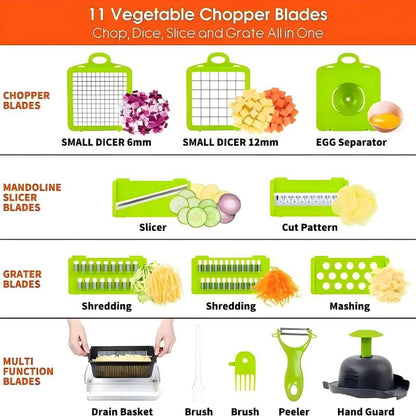 Multifunctional Food Chopper with Stainless Steel Blades Vegetable Slicer Dicer