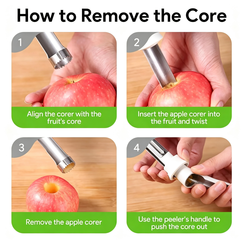 2 In 1 Fruit Peeler Corer Stainless Steel Core Remover