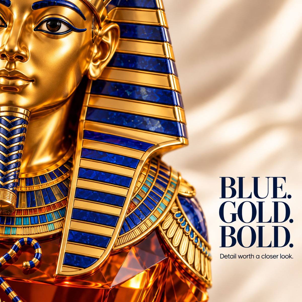 👑 Tutankhamun’s Legacy Whiskey Decanter — Blue & Gold Limited Custom Edition