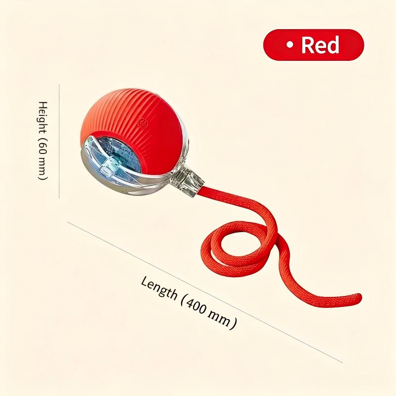 Interactive Cat Dog Teaser Toy with Rolling Ball and Replaceable Tails