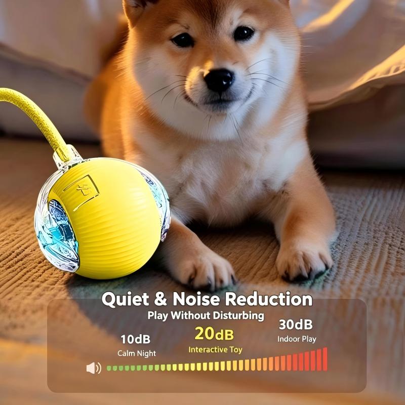 Interactive Cat Dog Teaser Toy with Rolling Ball and Replaceable Tails