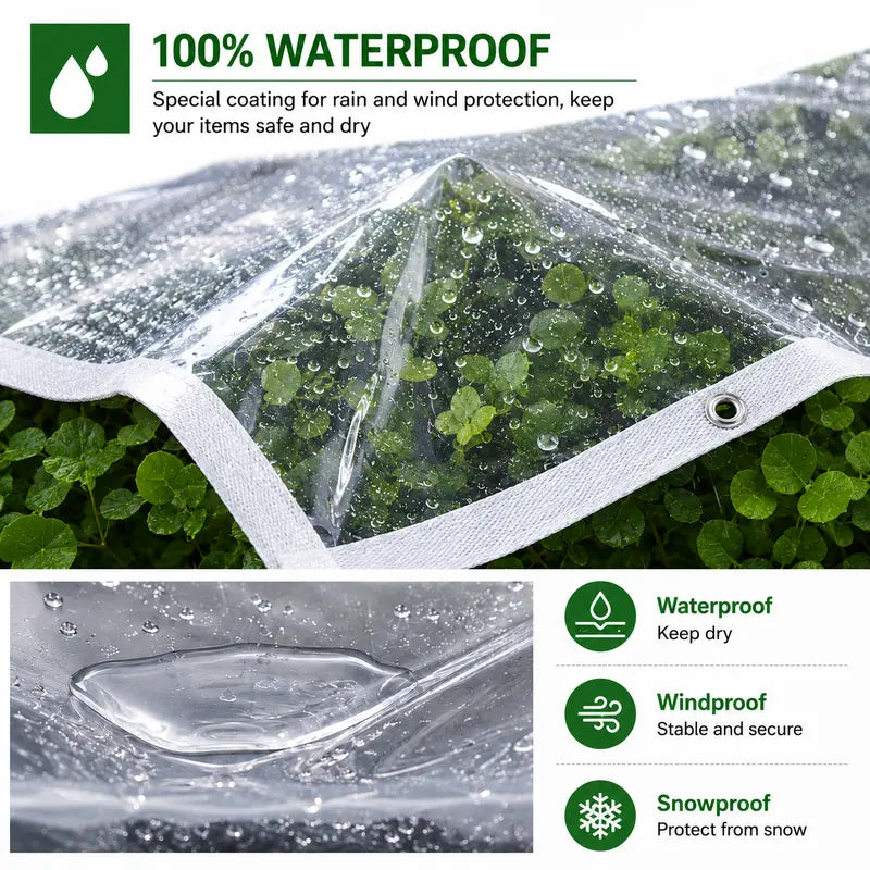 7x10FT Heavy Duty Waterproof PE Tarp Cover - Rainproof Tarp with Metal Grommets, Reinforced Edges & Fasteners for Balcony, Greenhouse, Plant Shield & Outdoor Storage