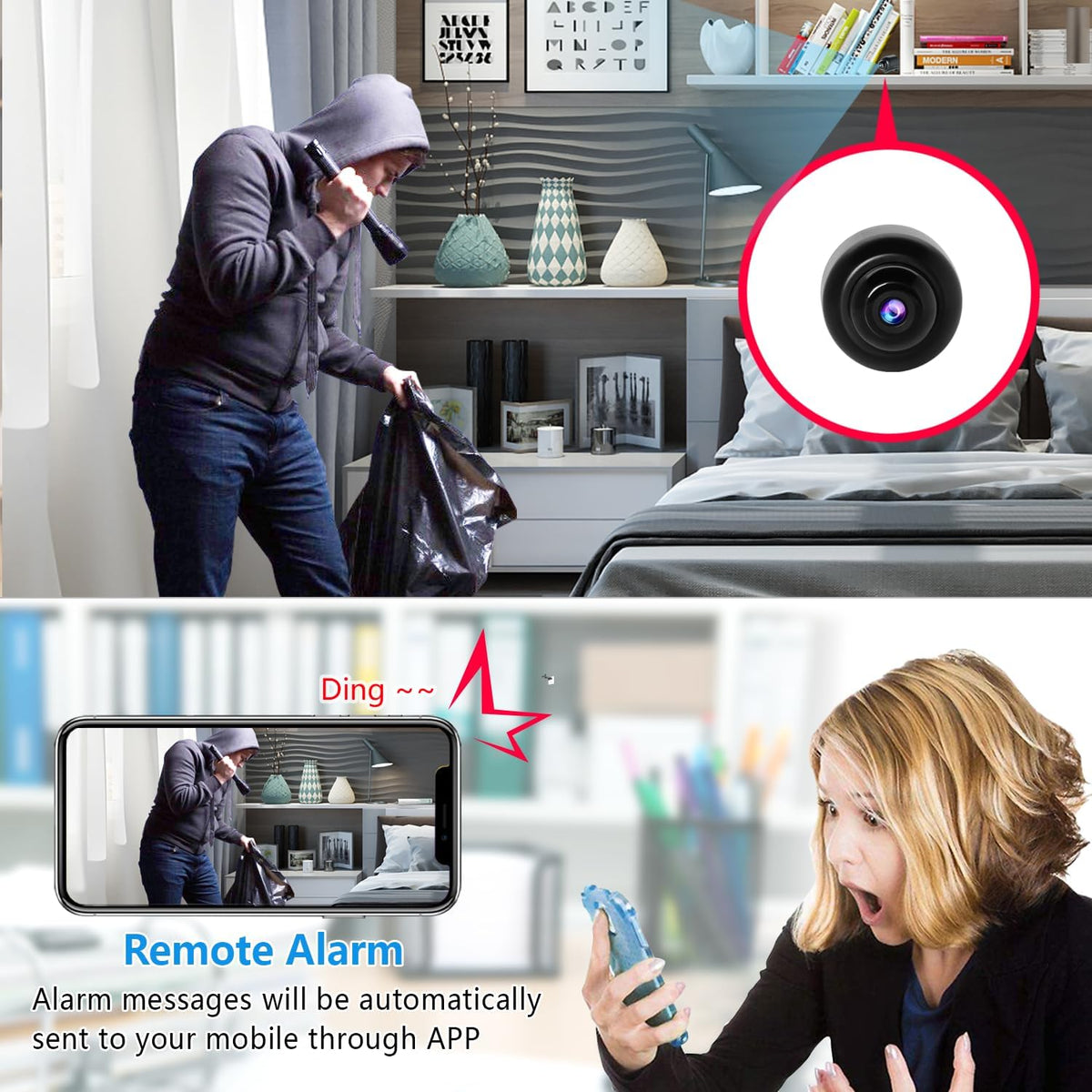 Smallest Wireless WiFi Camera,HD1080P Spy Camera,Smart Home Camera,Portable Baby Monitor Camera,Pet Camera with Night Vision,Motion Detection,Cloud Storage for Security with iOS Android APP