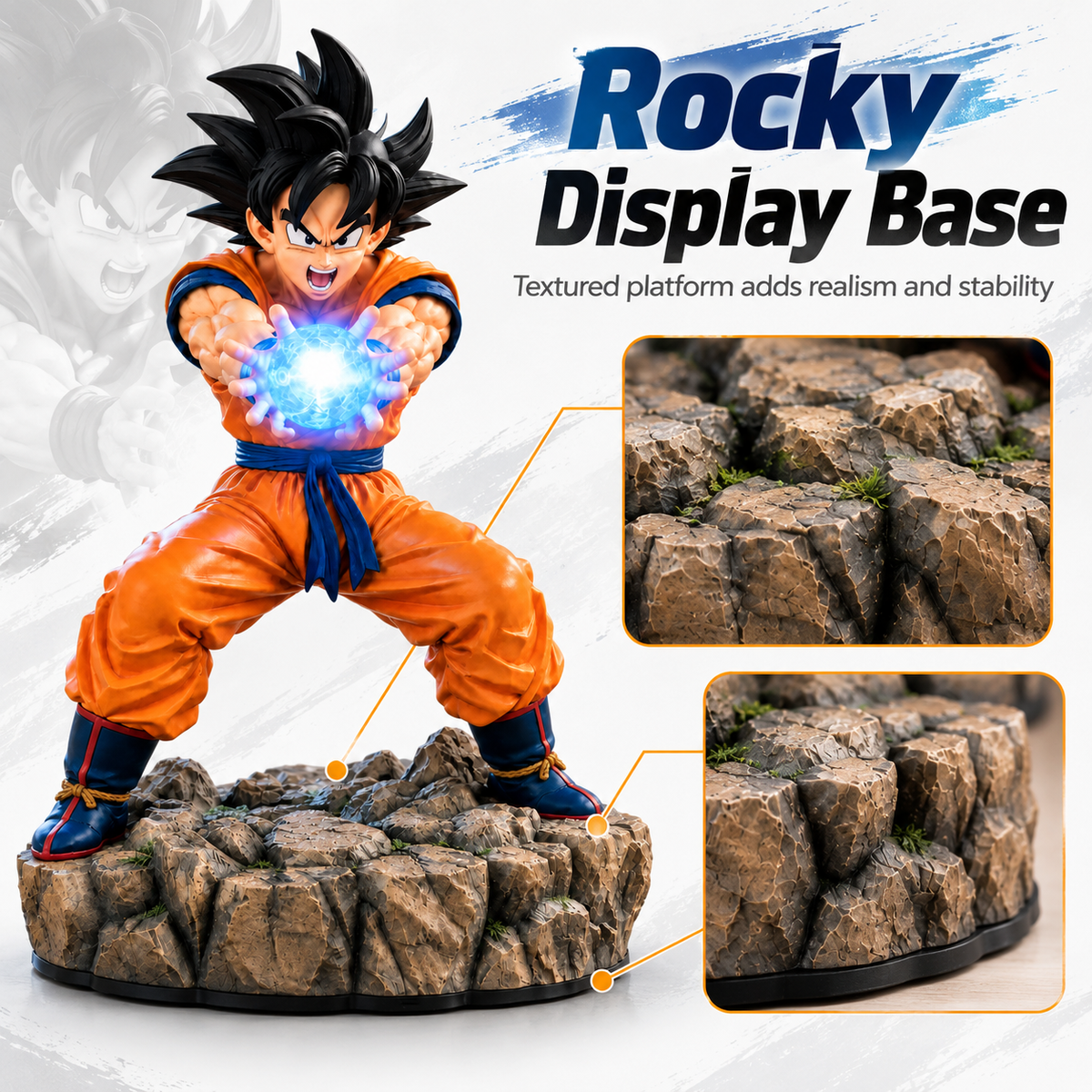⚡ Epic Energy Battle Figure – Dynamic Collectible Statue with Glowing Power Effect & Rocky Display Base