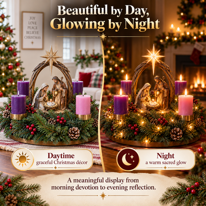 🔥  New Arrival — 30K+ Sold！👼Lighted Nativity Advent Wreath – A Sacred 4-Week Christmas Tradition🕯️
