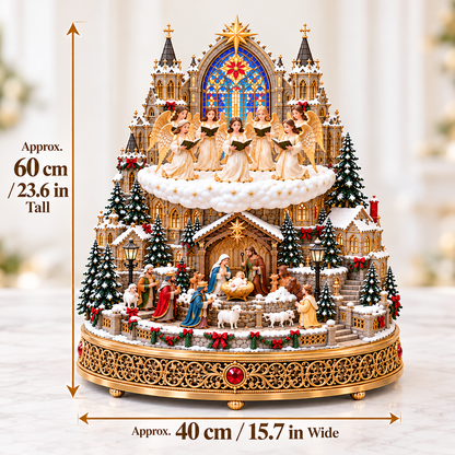 👼 Rotating Angel Choir Nativity Village | Lighted Christmas Centerpiece