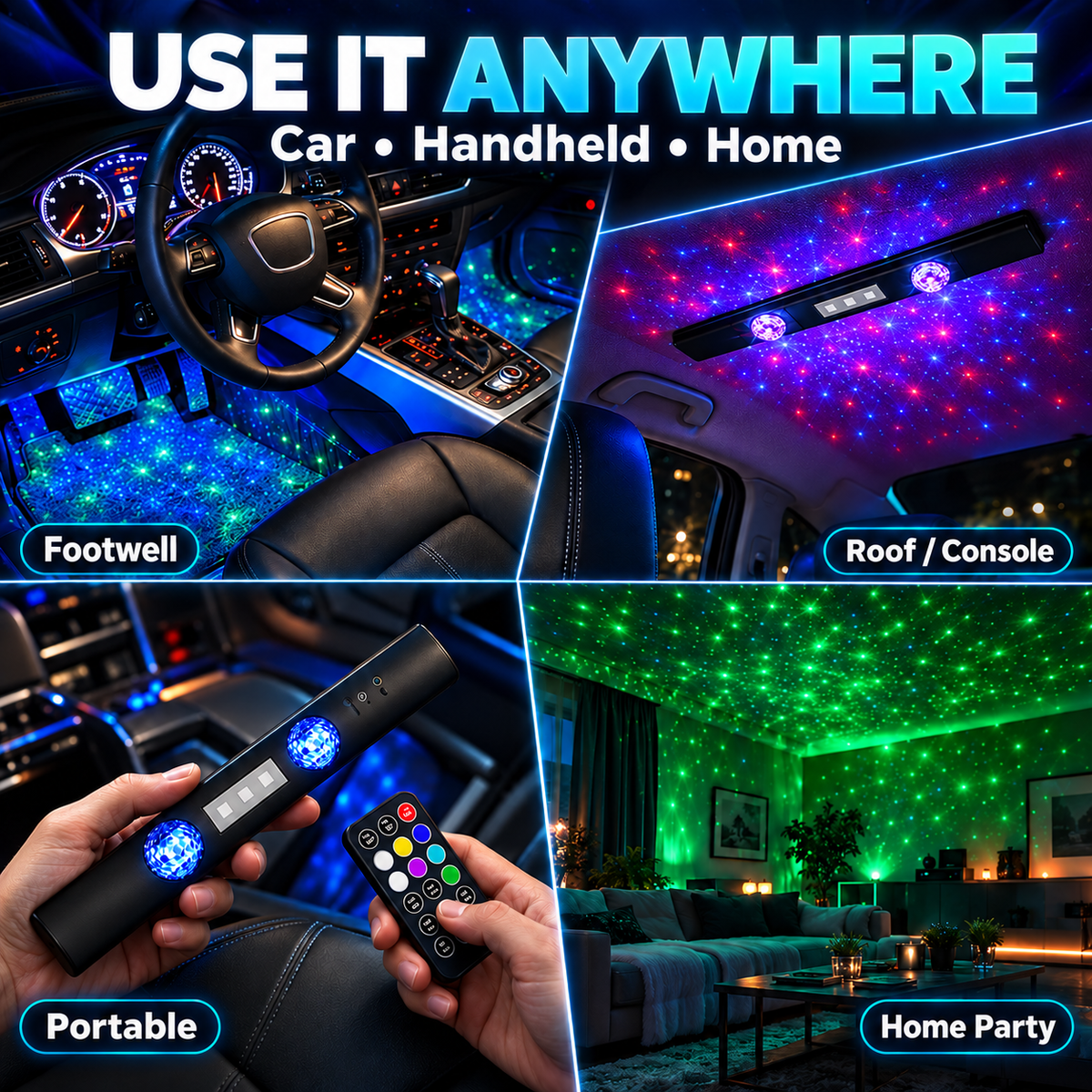 Car RGB Sound-Activated Ambient Starlight Bar🚗