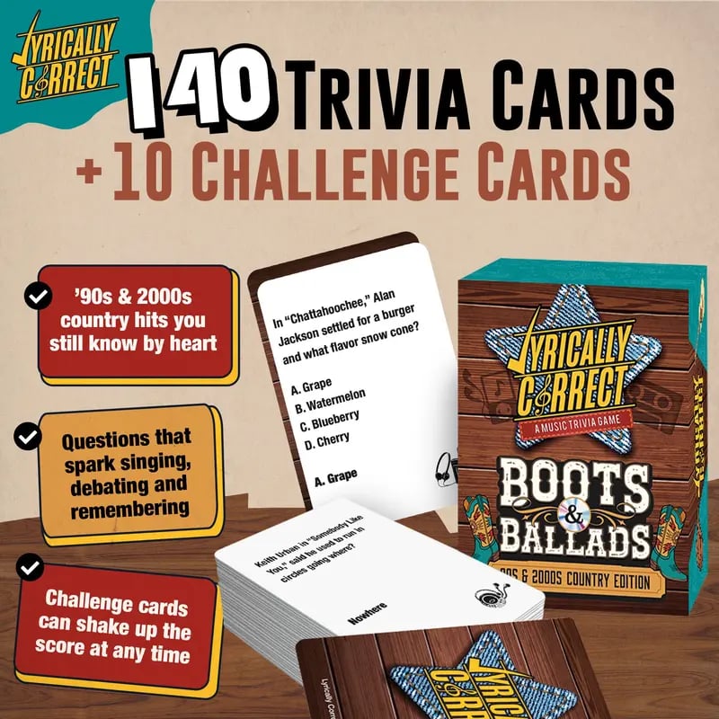 🎤 Lyrically Correct Music Trivia Game Bundle – Country, Hip-Hop, R&B & Pop