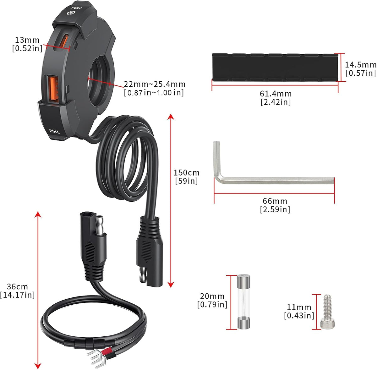 USB Socket Motorcycle USB Charger Socket 12V USB C Motorbike 48W