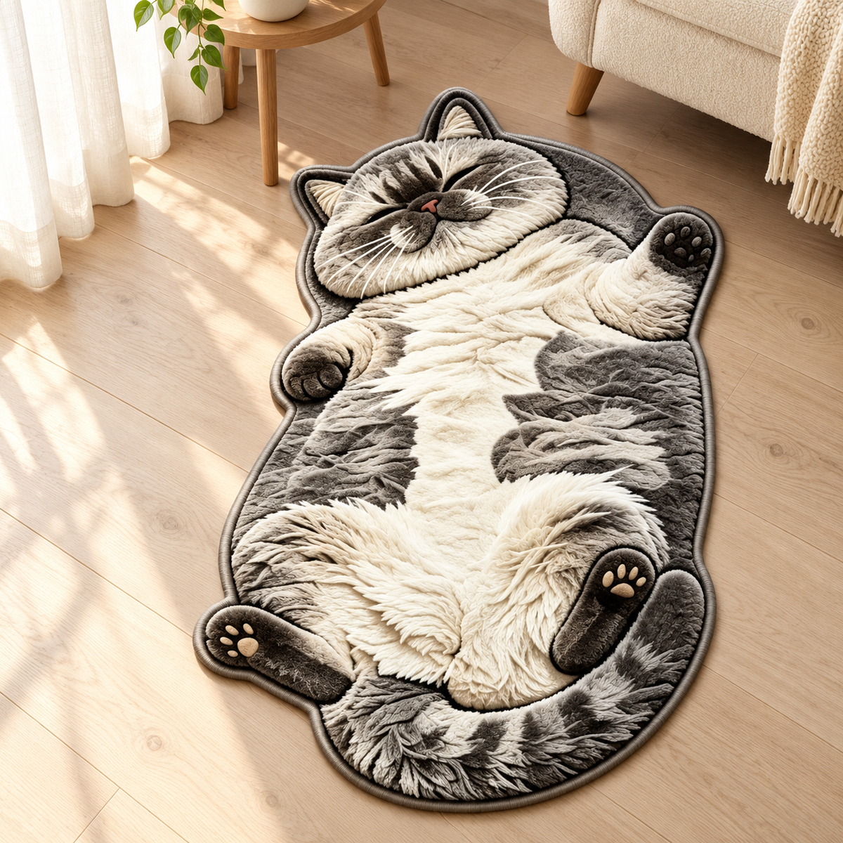 Chubby Tabby Cat Shaped Rug 🐱🤎