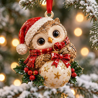 Owl Holding Star Bauble XR1710052CL Christmas Ornament