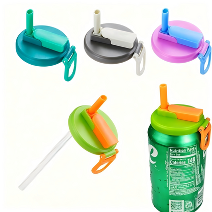 Reusable Soda Can Lids with Silicone Straws BPA Free Drink Covers