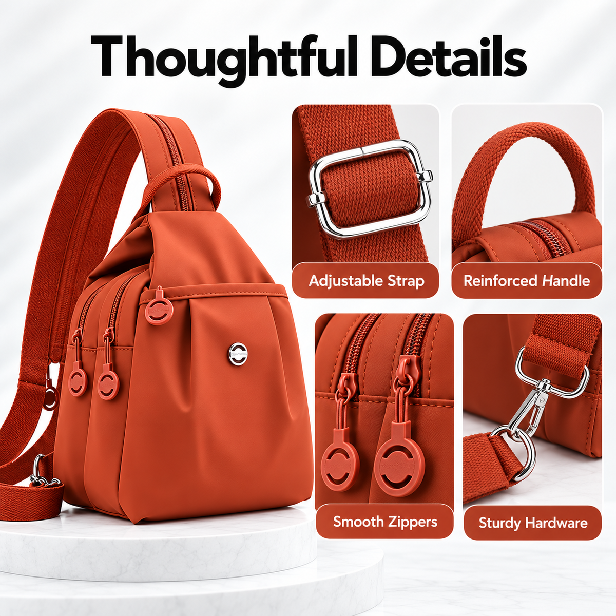 👜 Women’s Multi-Pocket Sling Backpack – Lightweight Water-Resistant Crossbody Bag