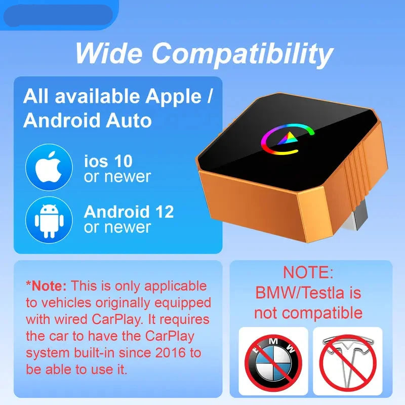 🚗 Wireless CarPlay & Android Auto Adapter – Wired-to-Wireless Converter