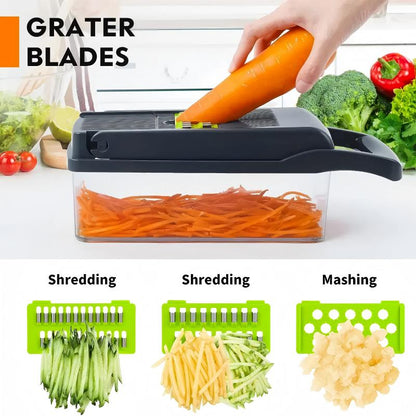 Multifunctional Food Chopper with Stainless Steel Blades Vegetable Slicer Dicer