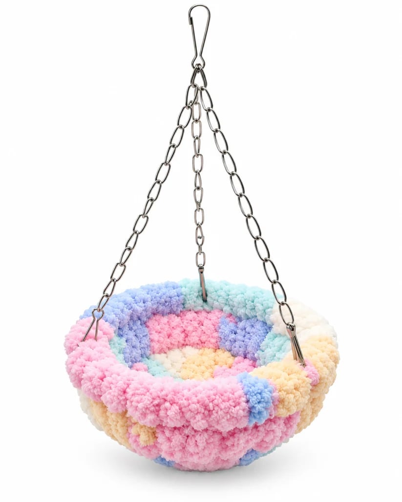 🧶 Warm Winter Bird Hanging Hammock – Cozy, Soft, Cage Decor ✨