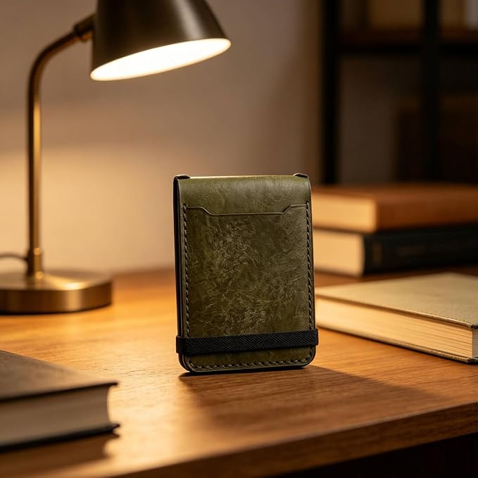 Elastic Band Slim Wallet Front Pocket Short Wallet Stitched Edges Personal Accessory Rounded Corners