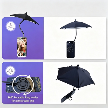 Portable Magnetic Phone Umbrella 360° Rotate UV Sun Protection Phone Holder