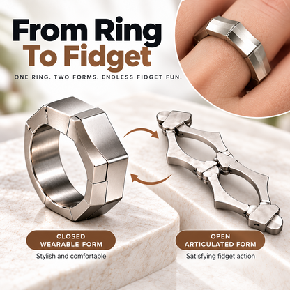 💍 Transformable Geometric Fidget Ring ✨ Wear It, Open It & Fidget Anywhere