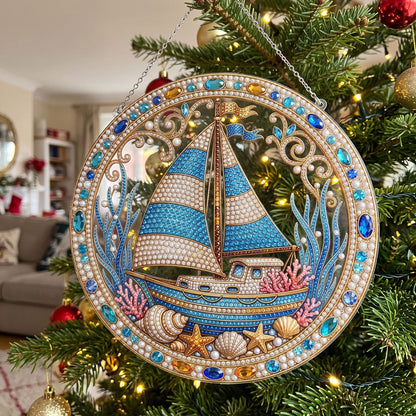 Ocean Sailboat Diamond Art Hanging Ornament Kit
