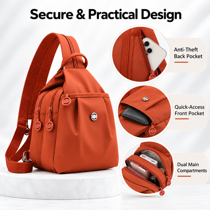 👜 Women’s Multi-Pocket Sling Backpack – Lightweight Water-Resistant Crossbody Bag