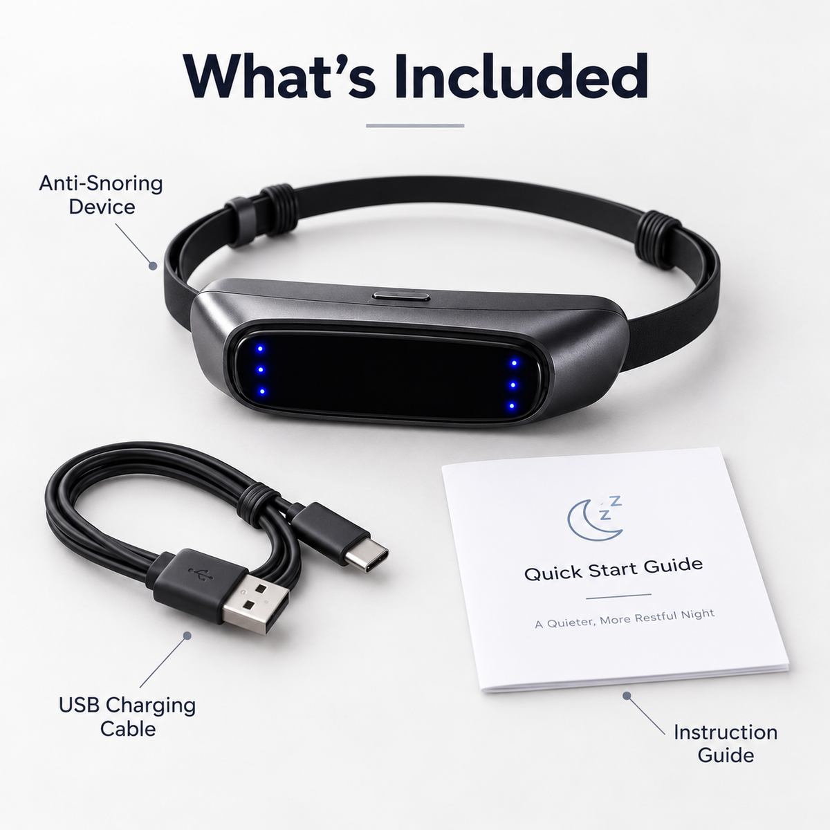 🌙 Smart Anti-Snoring Wearable Device - Intelligent Sound Sensor & Gentle Vibration