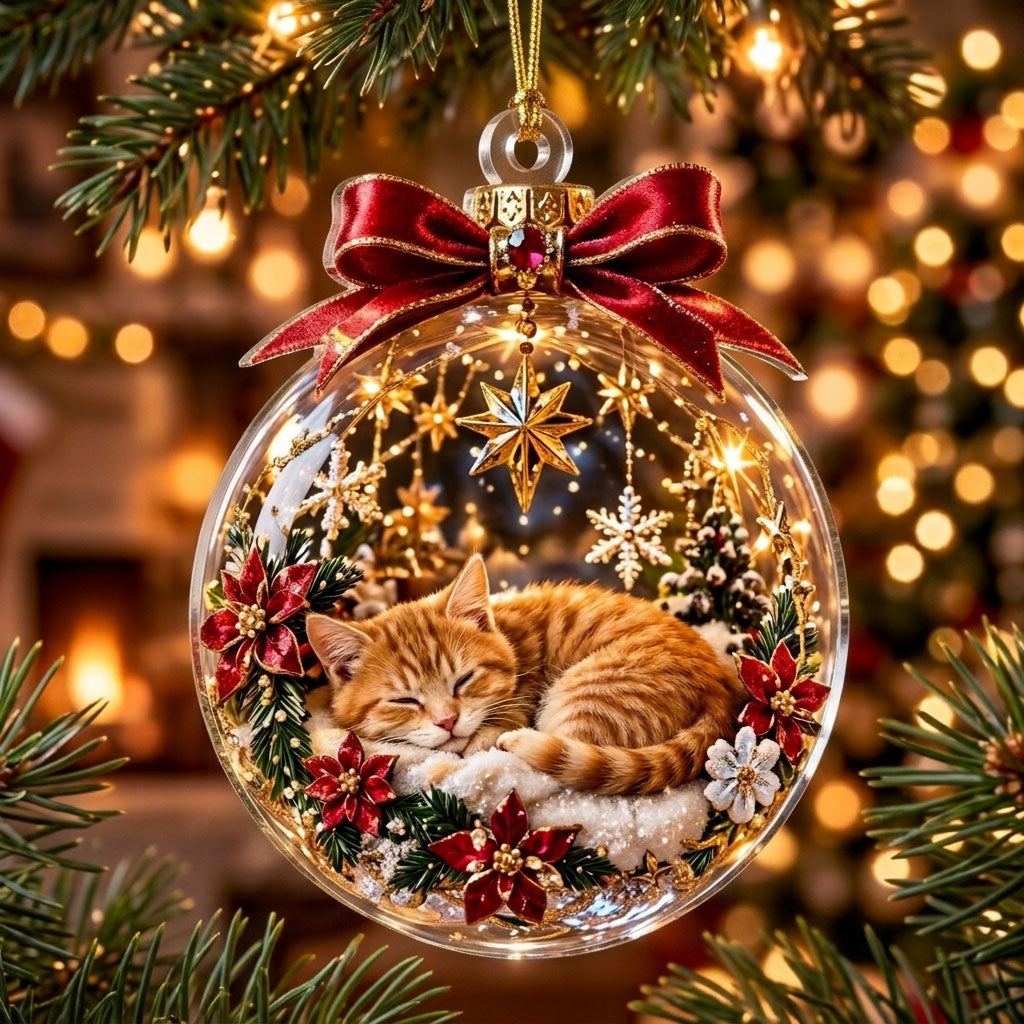 Sleeping Orange Cat XR1710008CL Christmas Ornament