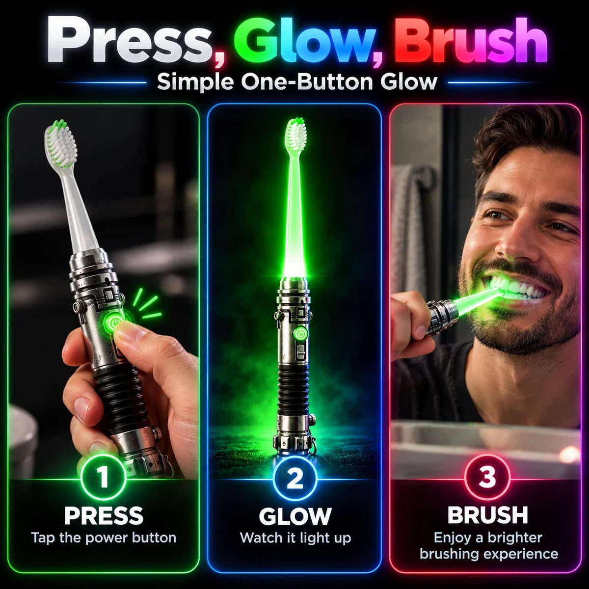 Galactic Glow Toothbrush – LED Light-Up Manual Toothbrush