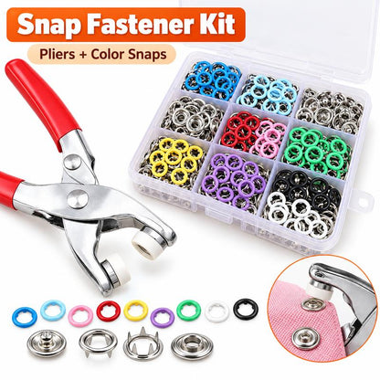 Seamless Stitching Sewing Kit-100Pcs Invisible Colored Metal Buckle & Manual Pressure Pliers 🔧