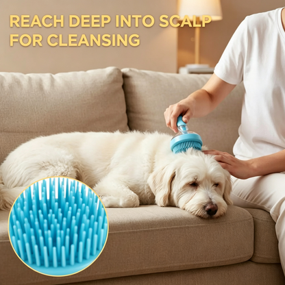 Multifunctional Press Liquid Dispensing Pet Bath Brush Soft Silicone Bristles Dog Cat Shower Grooming Brush Hanging Design Easy Clean Pet Washing Tool