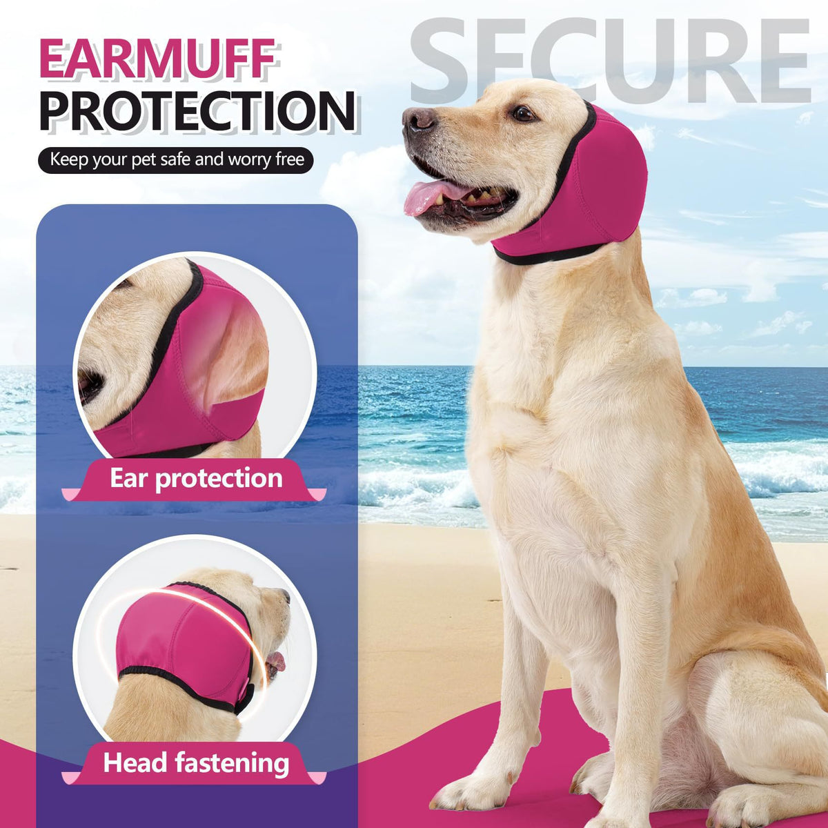 Dog Calming Ear Covers Waterproof Soundproof for Swimming Anxiety Relief