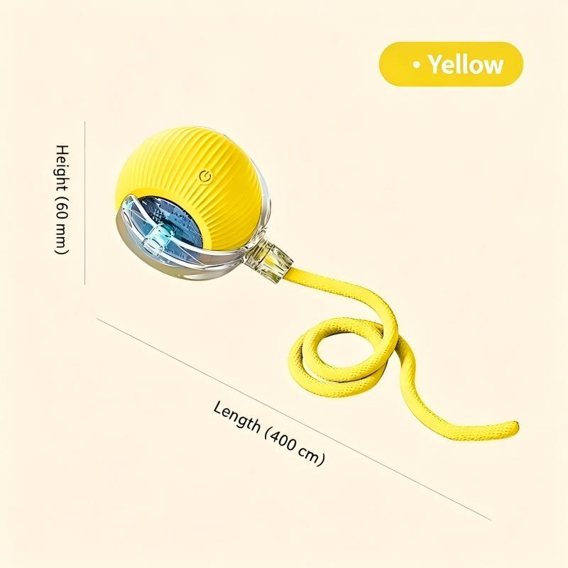 Interactive Cat Dog Teaser Toy with Rolling Ball and Replaceable Tails