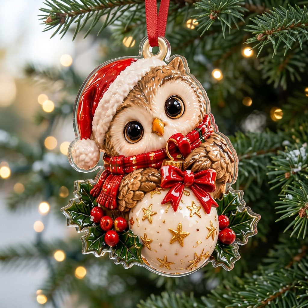 Owl Holding Star Bauble XR1710052CL Christmas Ornament
