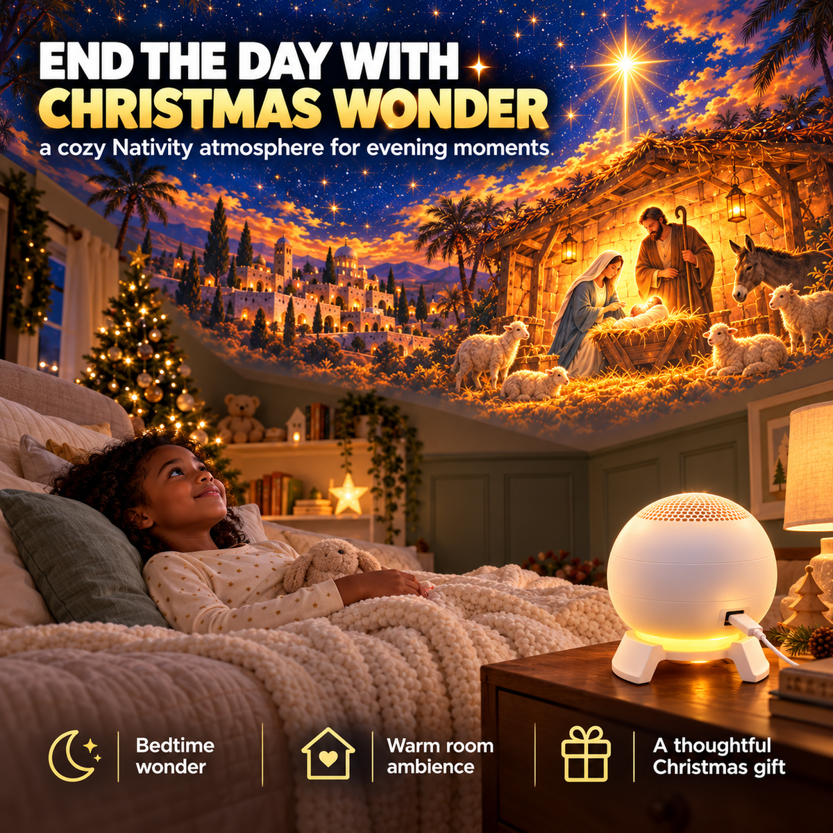 ✝️🌟 Nativity Christmas 5D Projection Light – Transform Any Room Into the Night of Bethlehem