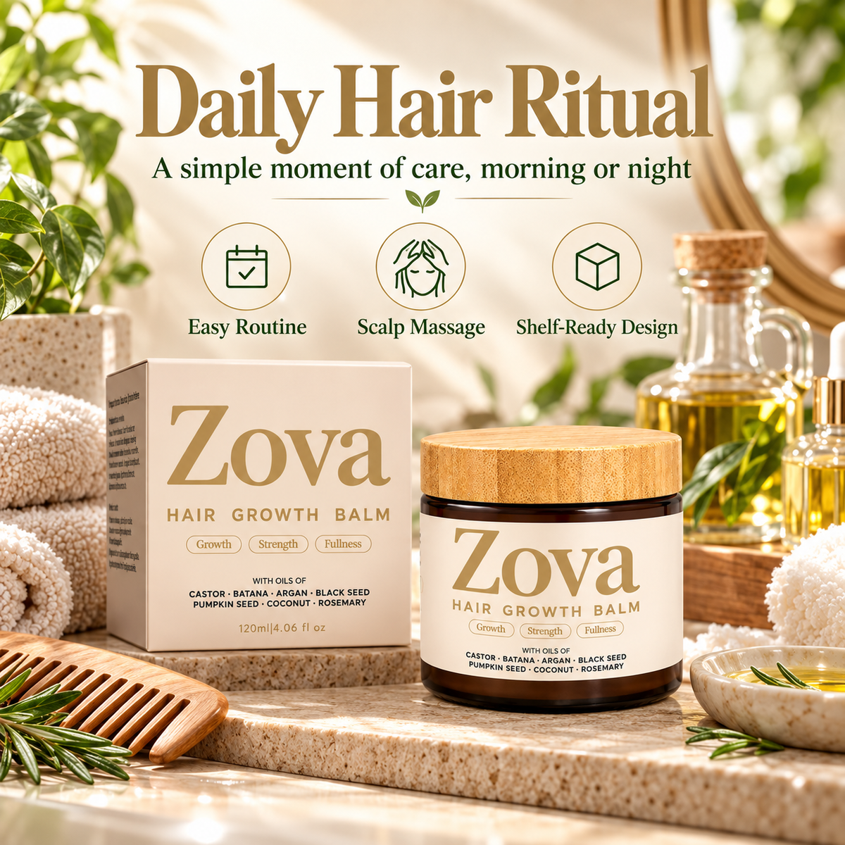 🌿✨ Nourish Your Scalp, Love the Look of Your Hair – Zova Botanical Hair Balm