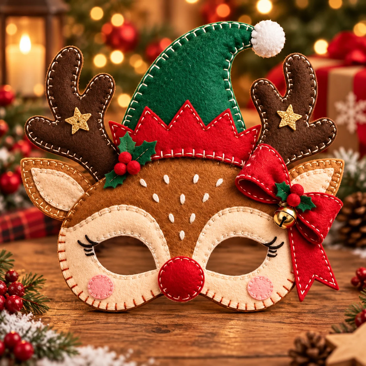 🔥 Handmade Christmas Felt Masks | Cute Holiday Party Costumes & Festive Dress-Up Accessories