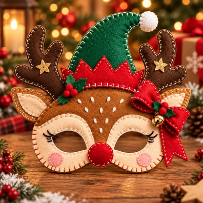 🔥 Handmade Christmas Felt Masks | Cute Holiday Party Costumes & Festive Dress-Up Accessories