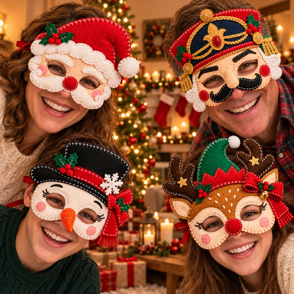 🔥 Handmade Christmas Felt Masks | Cute Holiday Party Costumes & Festive Dress-Up Accessories