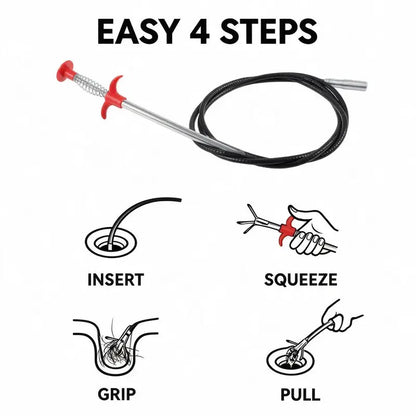 Drain Snake, Drain Clog Remover, 4 Claws Efficient Dredging Steel Wire Drain Hair Cleaner Tool  🚰