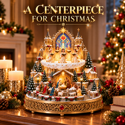 👼 Rotating Angel Choir Nativity Village | Lighted Christmas Centerpiece