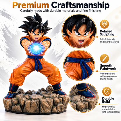 ⚡ Epic Energy Battle Figure – Dynamic Collectible Statue with Glowing Power Effect & Rocky Display Base