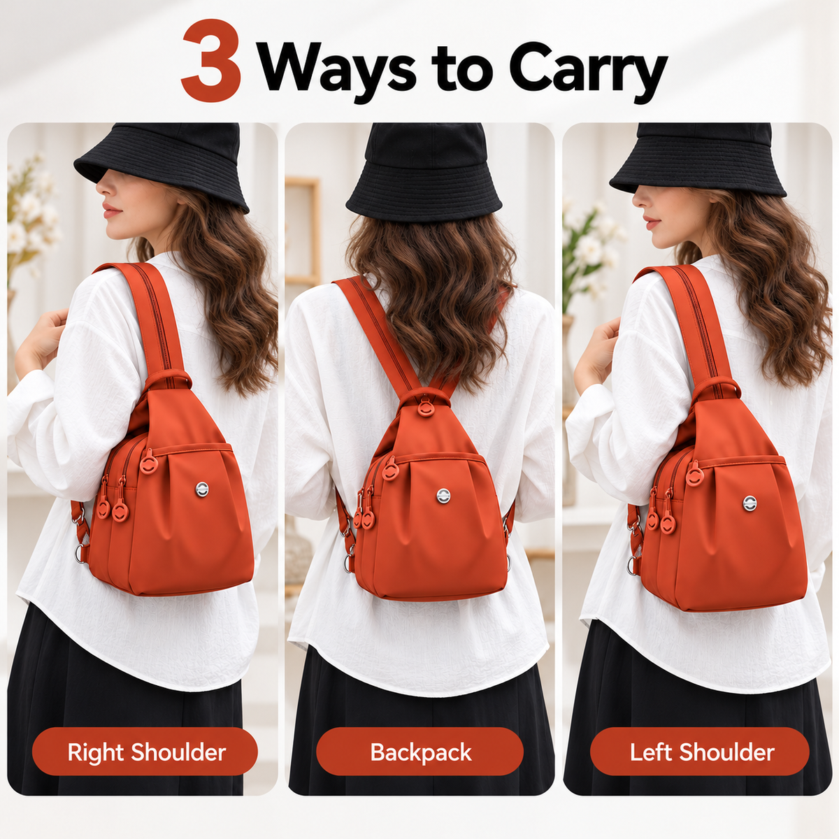 👜 Women’s Multi-Pocket Sling Backpack – Lightweight Water-Resistant Crossbody Bag