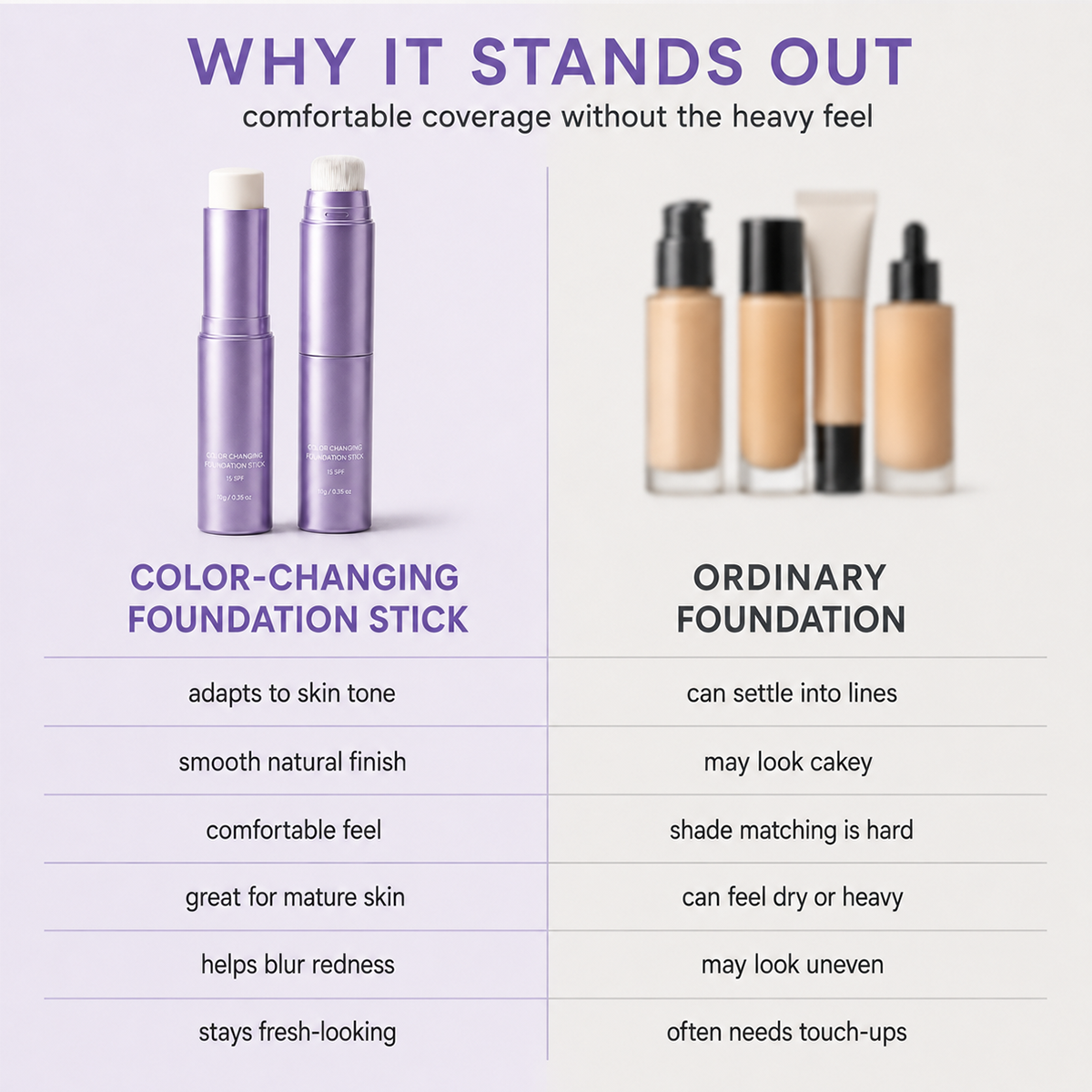 ❤️2 in 1 Color Changing Foundation Stick – The stick that makes mature skin glow again