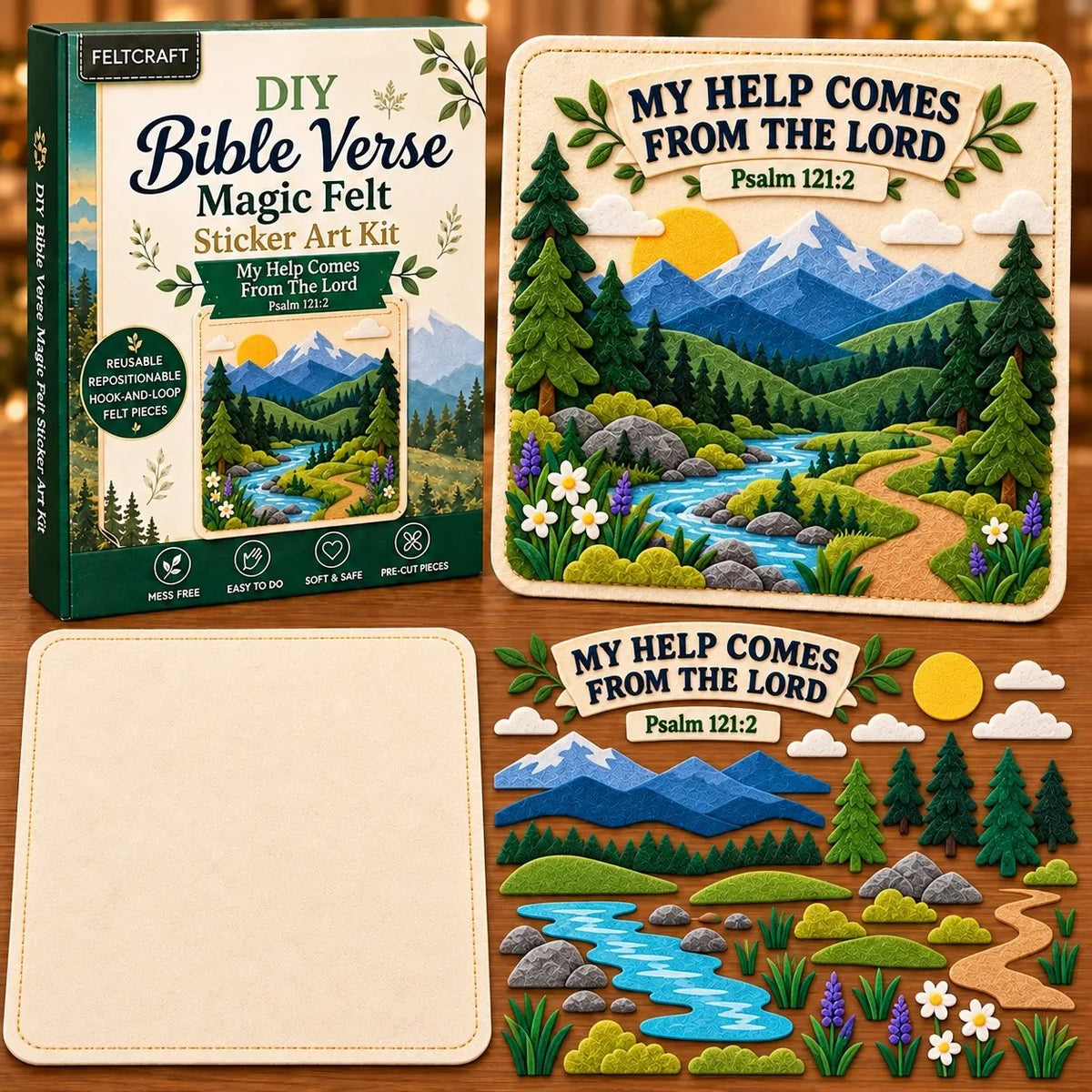 ✝️✨ Bible Verse Magic Felt Sticker Art DIY Kit – Beginner-Friendly Christian Craft 🙏🌿