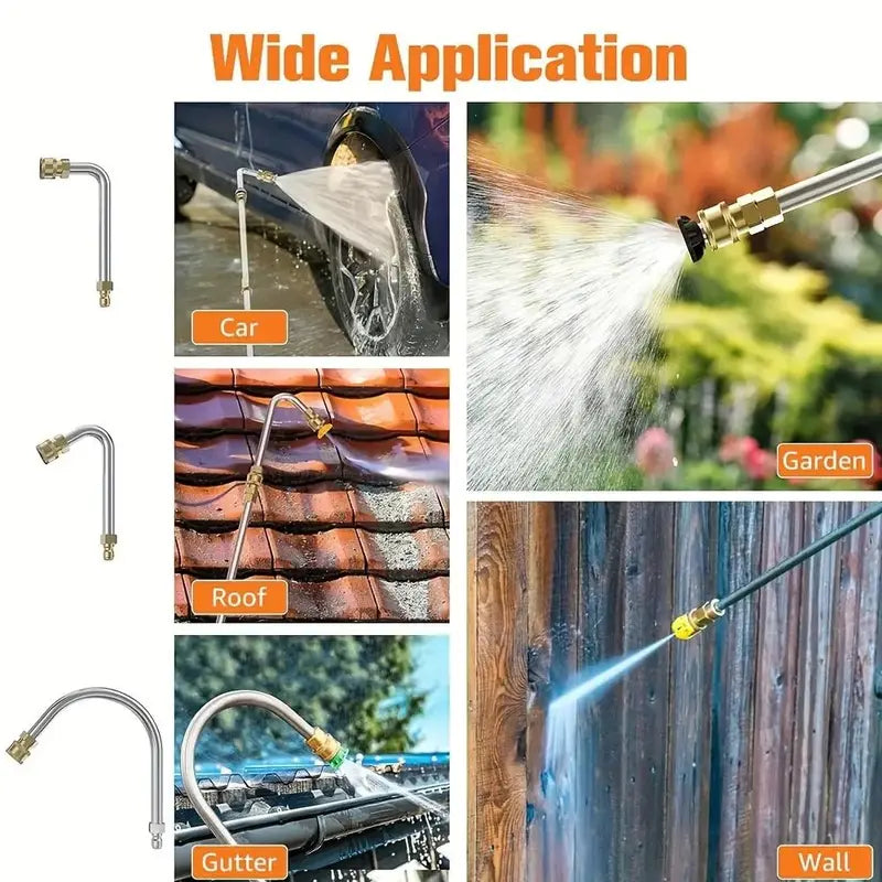 🧹Stainless Steel Power Washer Wand, Angled Extension Lance for Roof Gutter Car Cleaning 💦