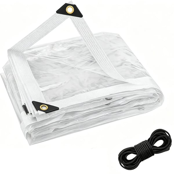 RainShield Pro™ Transparent Waterproof Tarp – Heavy-Duty Outdoor Cover with Secure Grommets