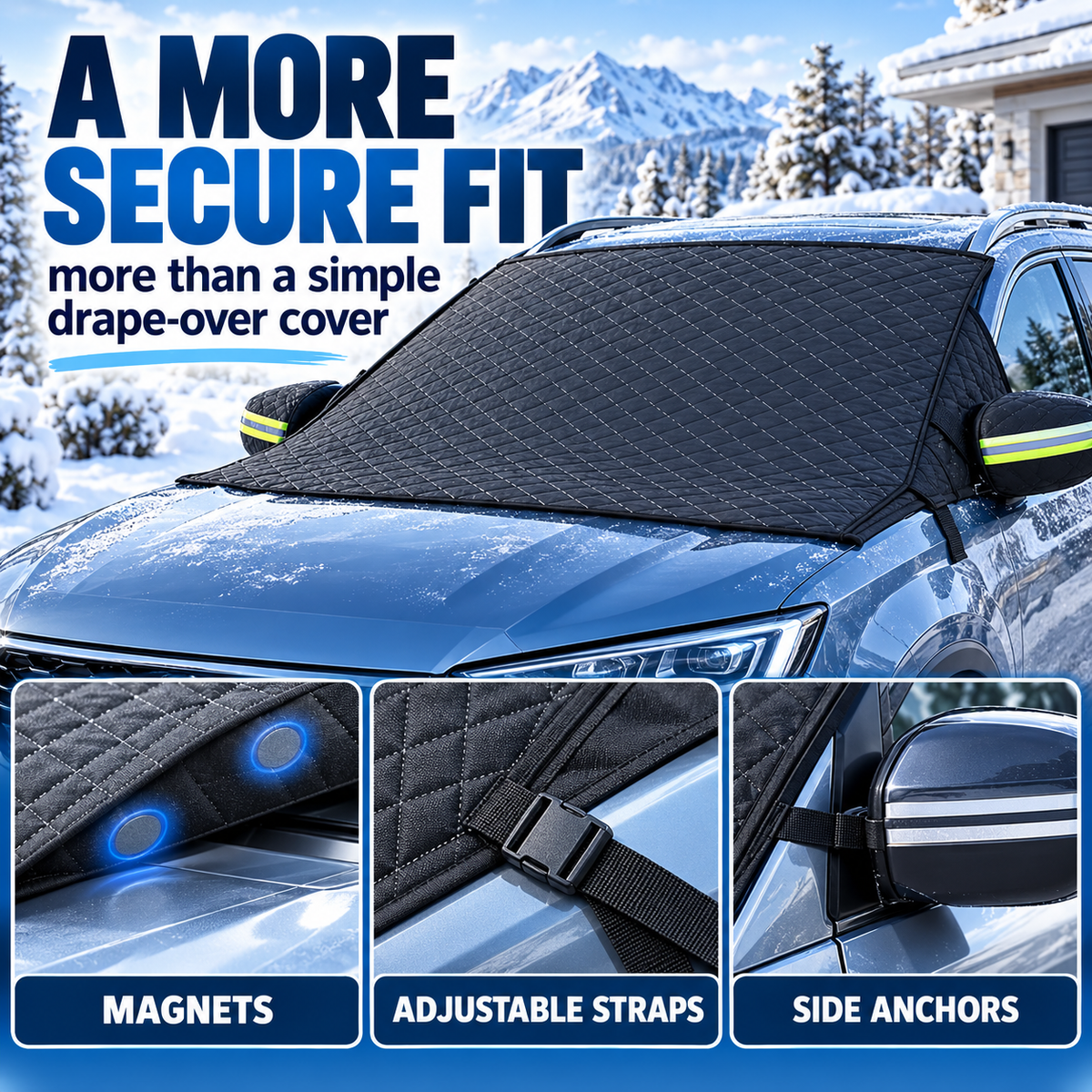 All-Season Windshield Snow Cover with Mirror Protection❄️